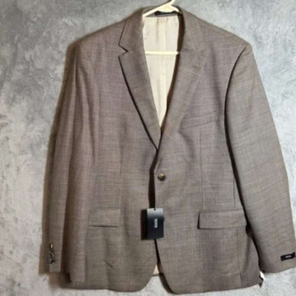 Hugo Boss Men's 44R Blazer Jacket Brown Patterned Two Button Sport Coat